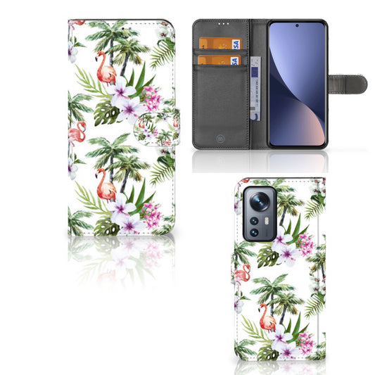 Xiaomi 12 Pro Telefoonhoesje met Pasjes Flamingo Palms