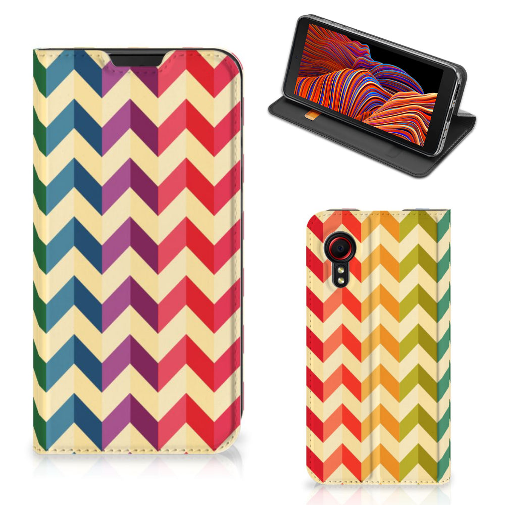 Samsung Galaxy Xcover 5 Hoesje met Magneet Zigzag Multi Color