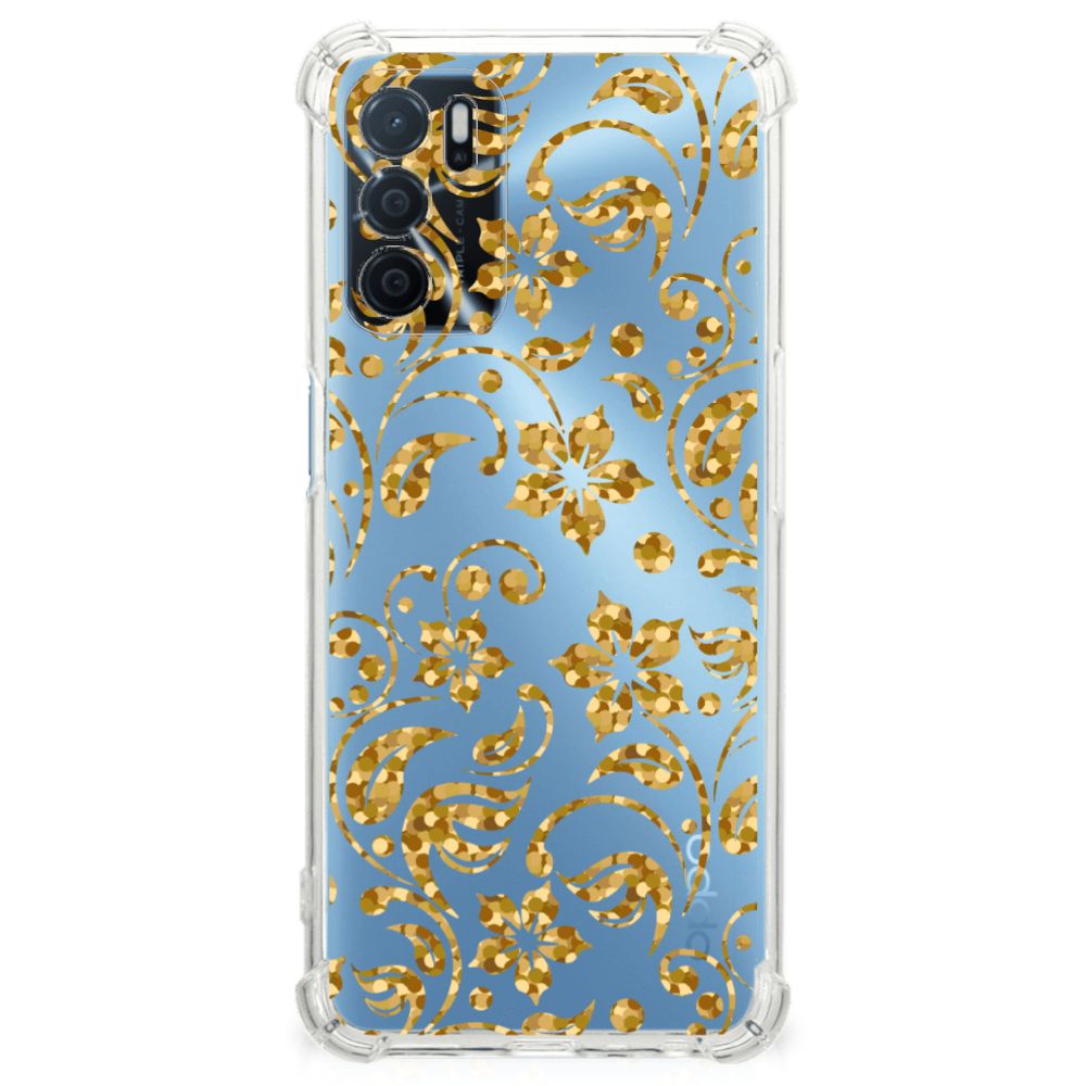 OPPO A16 | A16s | A54s Case Gouden Bloemen