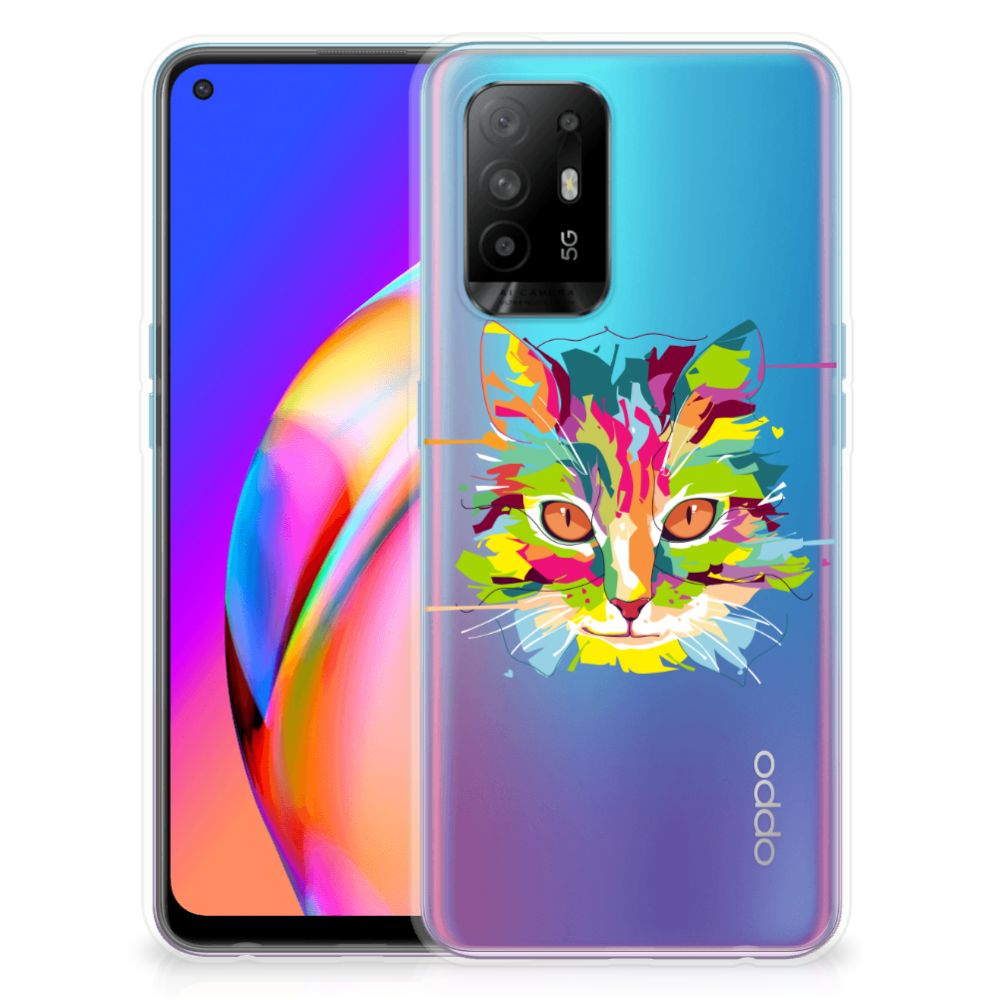 OPPO A94 5G | Reno5 Z Telefoonhoesje met Naam Cat Color