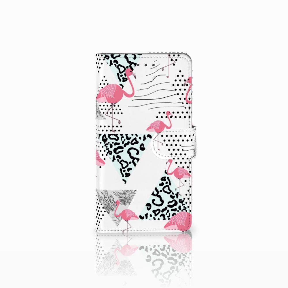 Samsung Galaxy J7 2016 Telefoonhoesje met Pasjes Flamingo Triangle