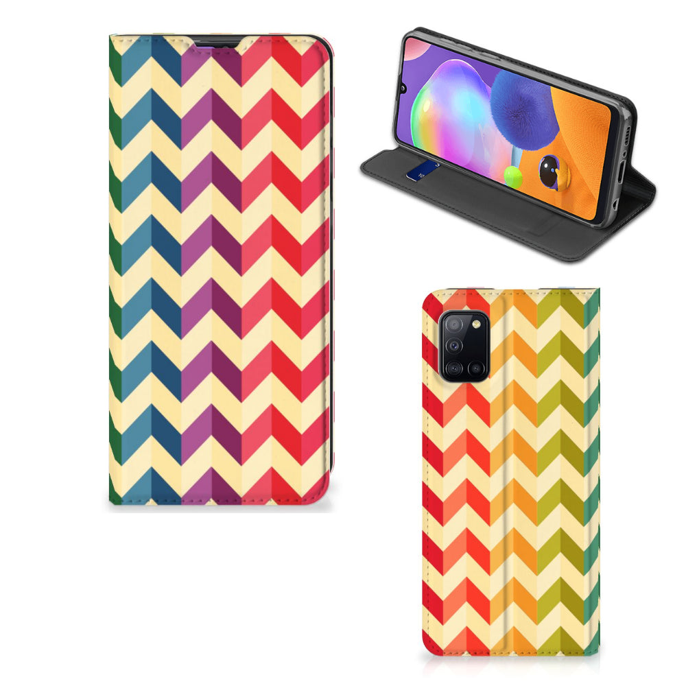 Samsung Galaxy A31 Hoesje met Magneet Zigzag Multi Color