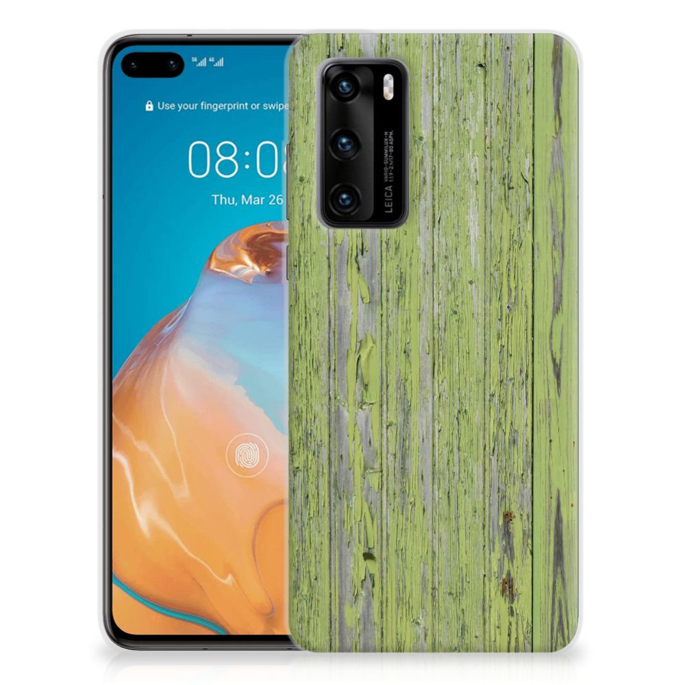 Huawei P40 Bumper Hoesje Green Wood