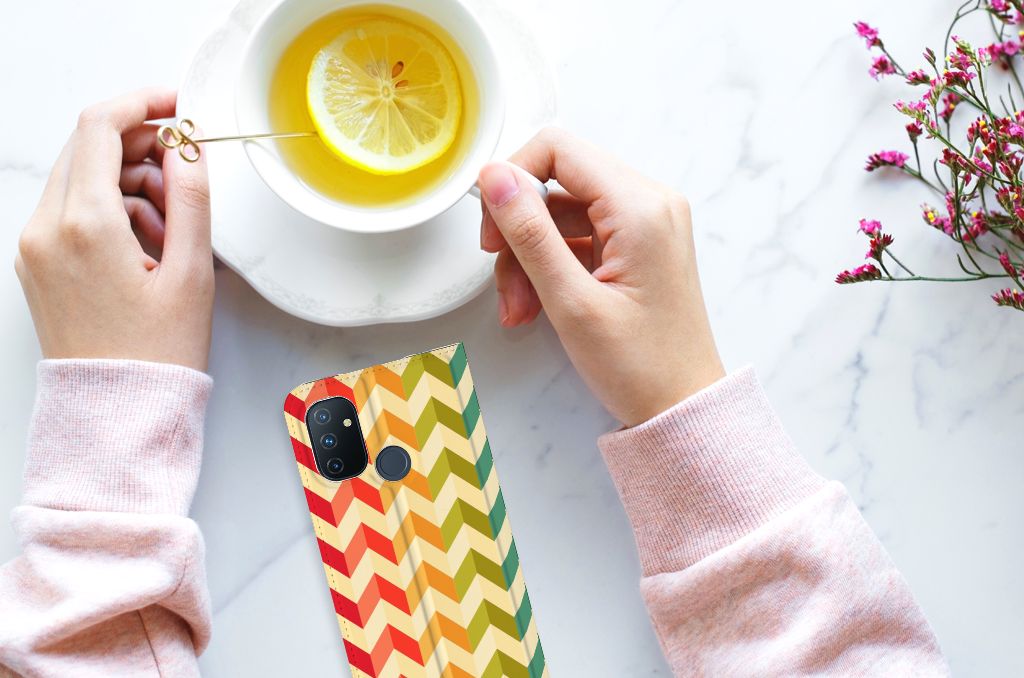 OnePlus Nord N100 Hoesje met Magneet Zigzag Multi Color - B2C Telecom