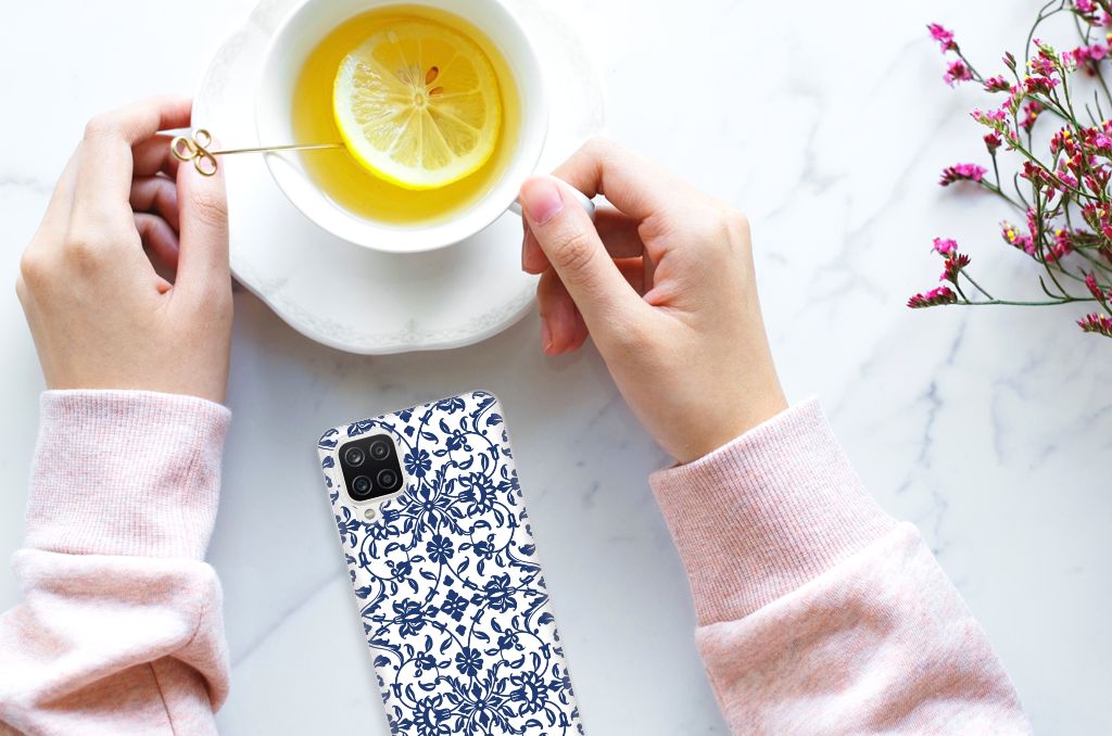 Samsung Galaxy A12 TPU Case Flower Blue