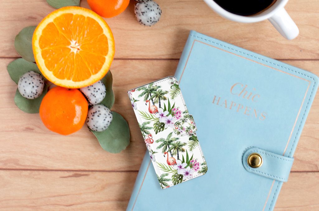 Motorola Moto G60 Telefoonhoesje met Pasjes Flamingo Palms