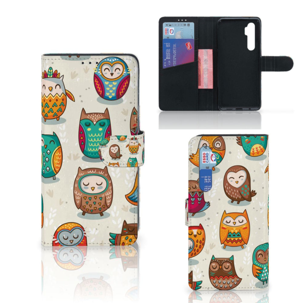 Xiaomi Mi Note 10 Lite Telefoonhoesje met Pasjes Vrolijke Uilen