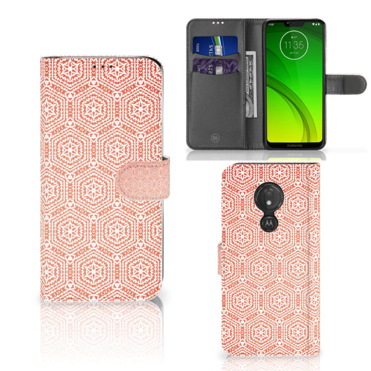 Motorola Moto G7 Power Telefoon Hoesje Pattern Orange