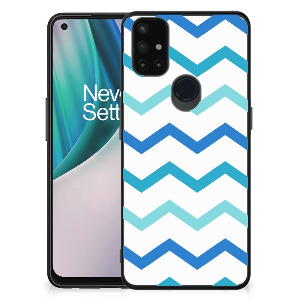 OnePlus Nord N10 5G Back Case Zigzag Blauw