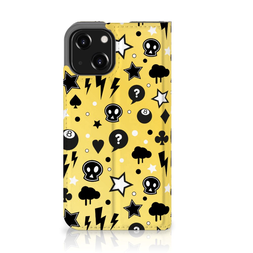 Mobiel BookCase iPhone 13 Mini Punk Geel - B2C Telecom