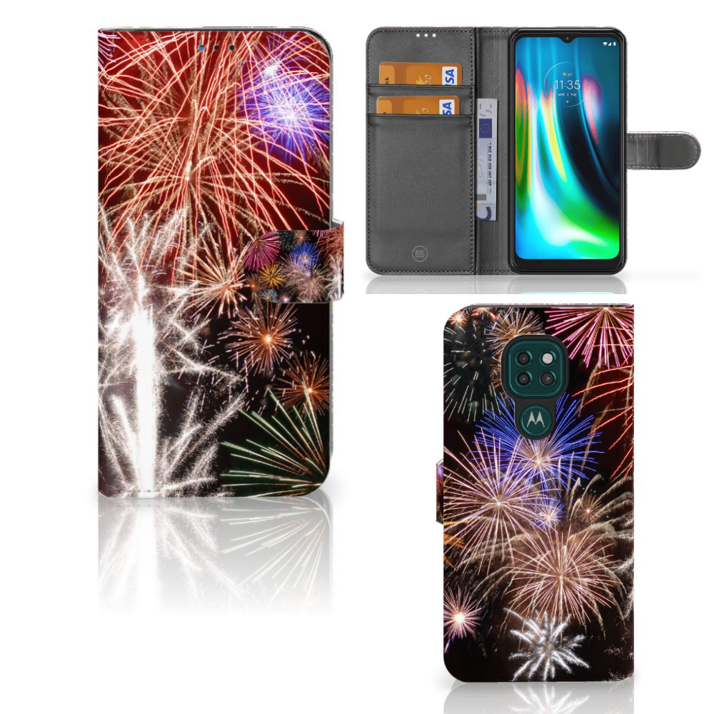 Motorola Moto G9 Play | E7 Plus Wallet Case met Pasjes Vuurwerk