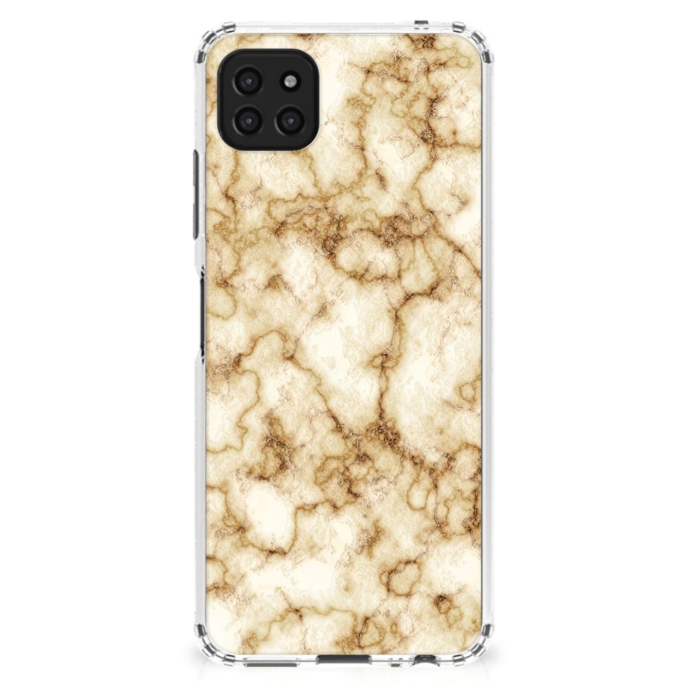 Samsung Galaxy A22 5G Anti-Shock Hoesje Marmer Goud B2C Telecom