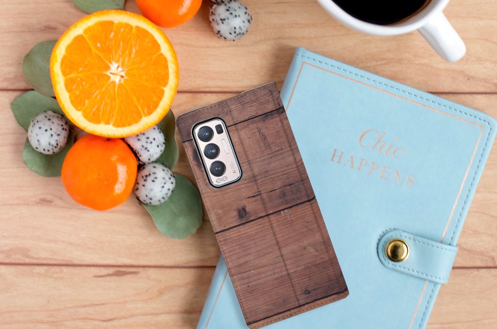 OPPO Find X3 Neo Book Wallet Case Old Wood - B2C Telecom