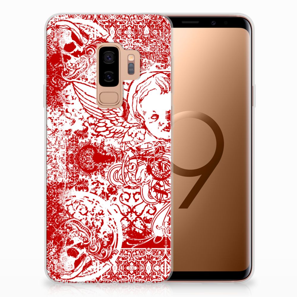 Silicone Back Case Samsung Galaxy S9 Plus Angel Skull Rood