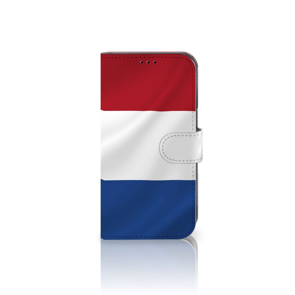 Apple iPhone 14 Bookstyle Case Nederlandse Vlag met artistiek ontwerp van de Nederlandse vlag.