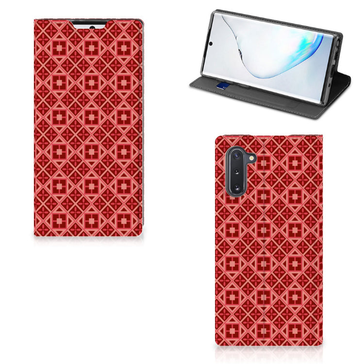 Samsung Galaxy Note 10 Hoesje met Magneet Batik Rood