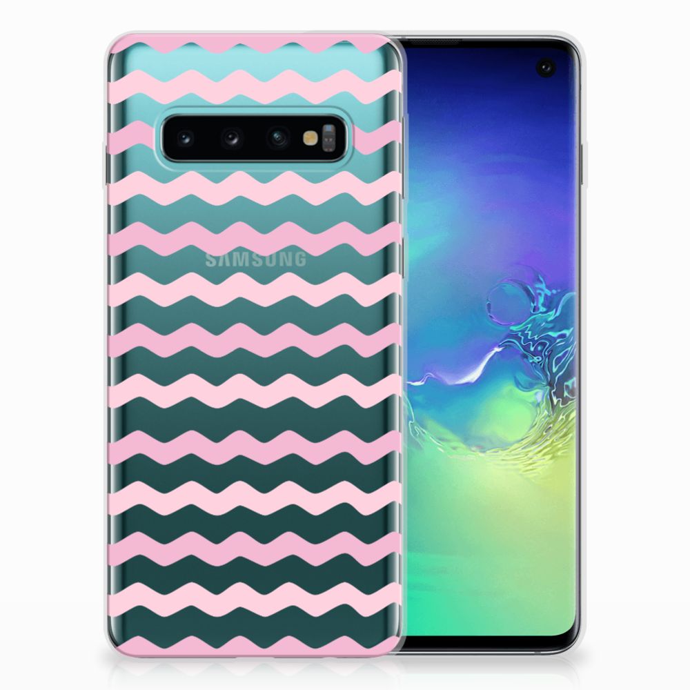 Samsung Galaxy S10 TPU bumper Waves Roze