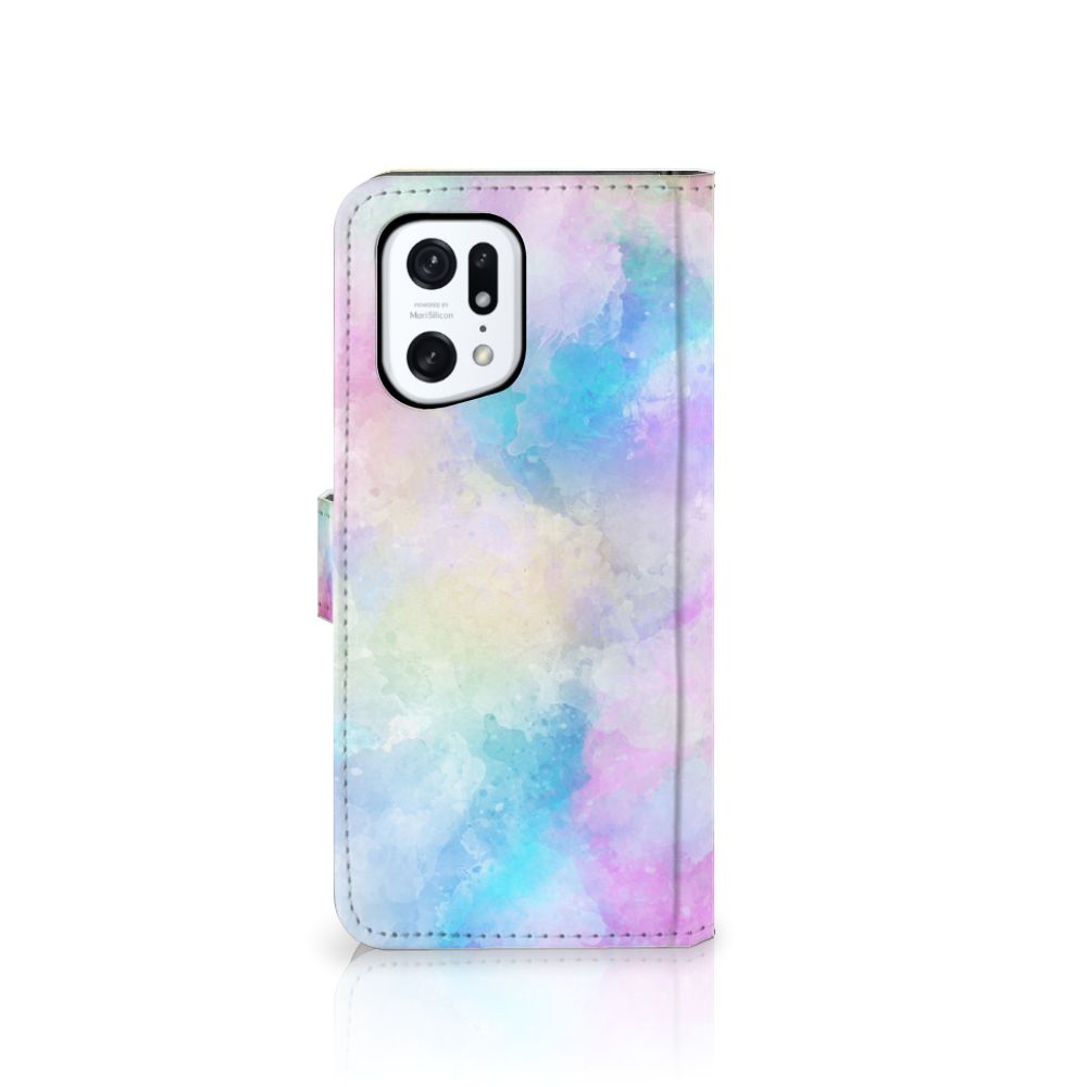 Hoesje OPPO Find X5 Pro Watercolor Light met pastelkleuren en pasjeshouder.