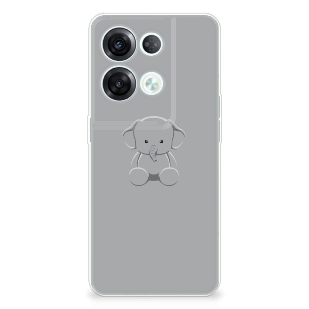 OPPO Reno8 Pro Telefoonhoesje met Naam Grijs Baby Olifant B2C Telecom