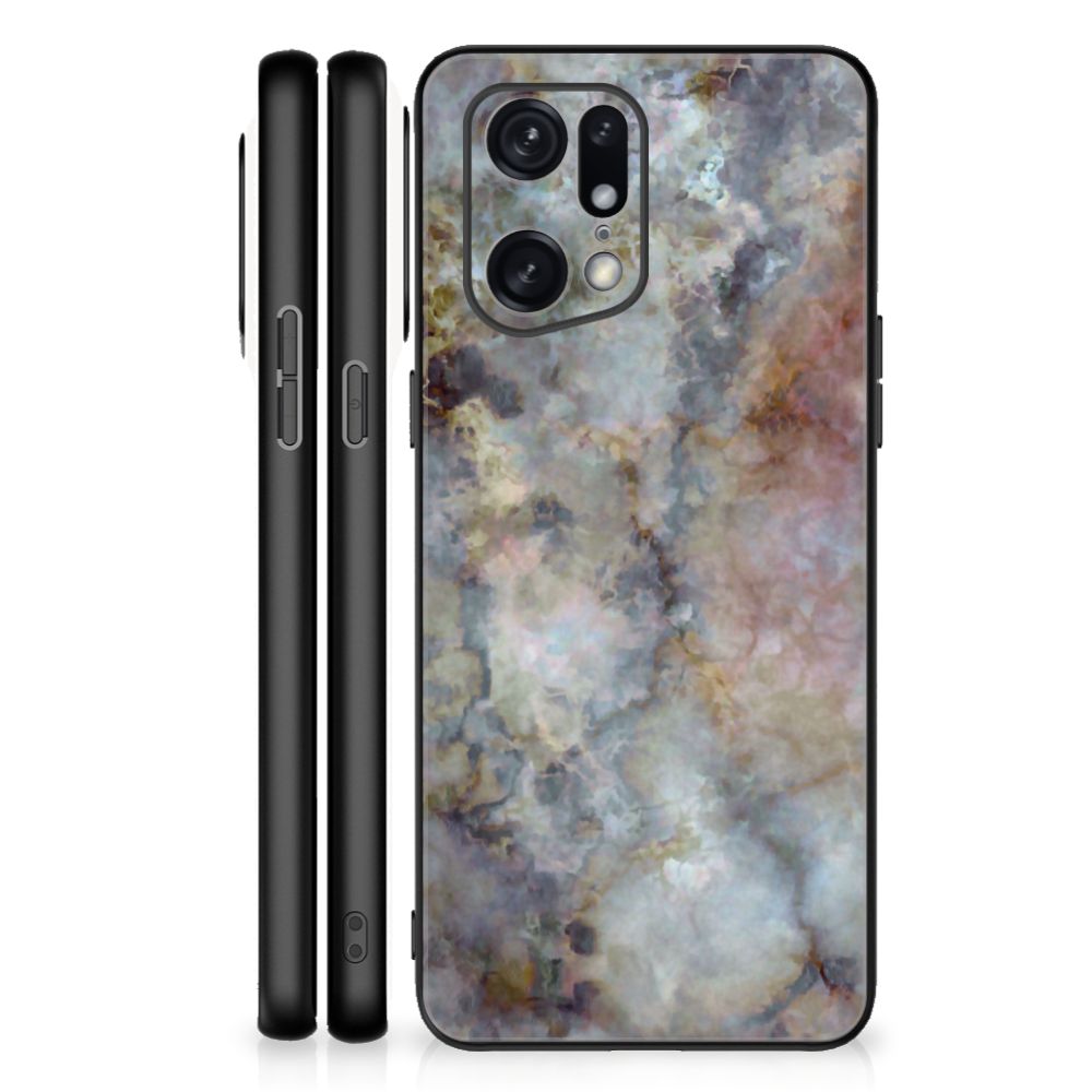 OPPO Find X5 Pro Marmeren Print Telefoonhoesje Marmer Grijs