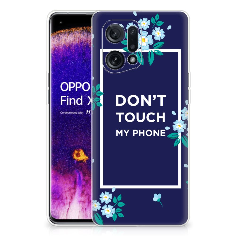 OPPO Find X5 Silicone-hoesje Flowers Blue DTMP