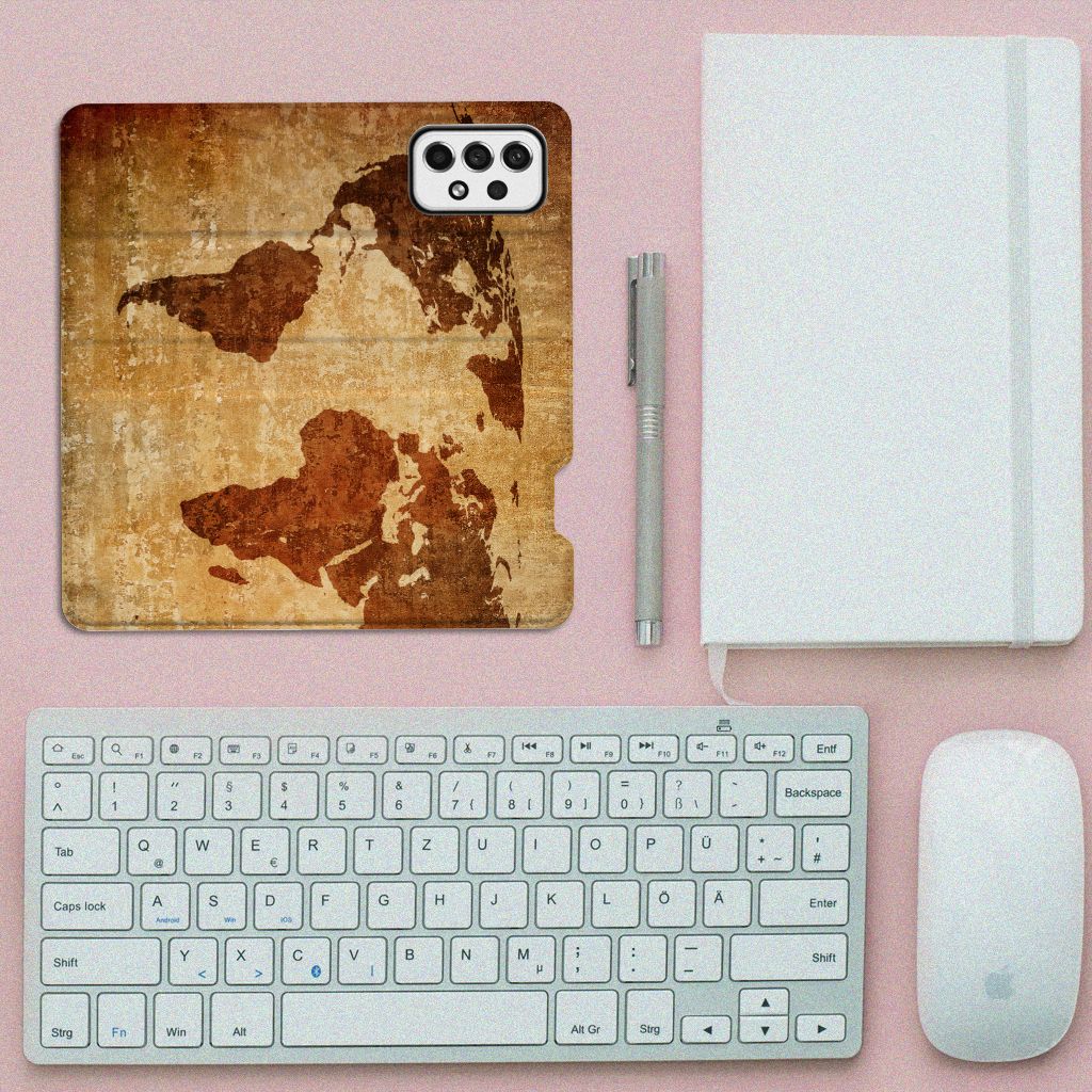 Samsung Galaxy A73 Book Cover Wereldkaart - B2C Telecom