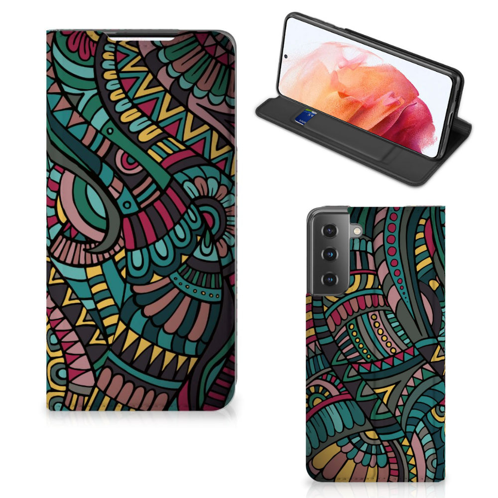 Samsung Galaxy S21 Hoesje met Magneet Aztec