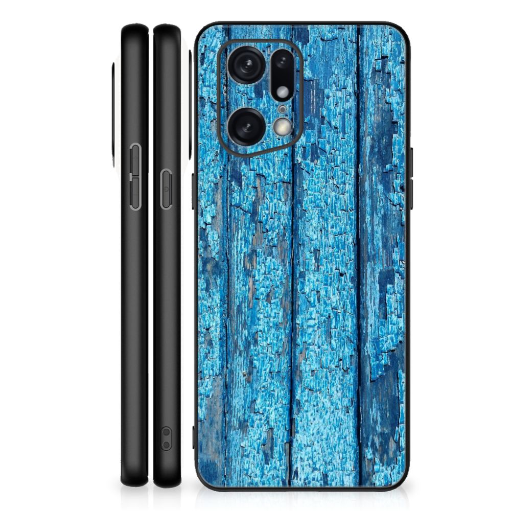 OPPO Find X5 Pro Houten Print Telefoonhoesje Wood Blue B2C Telecom