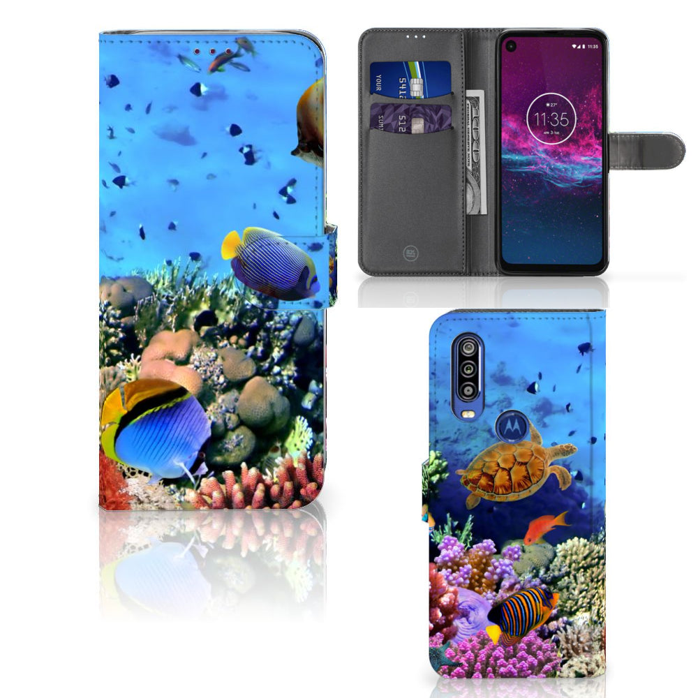 Motorola One Action Telefoonhoesje met Pasjes Vissen