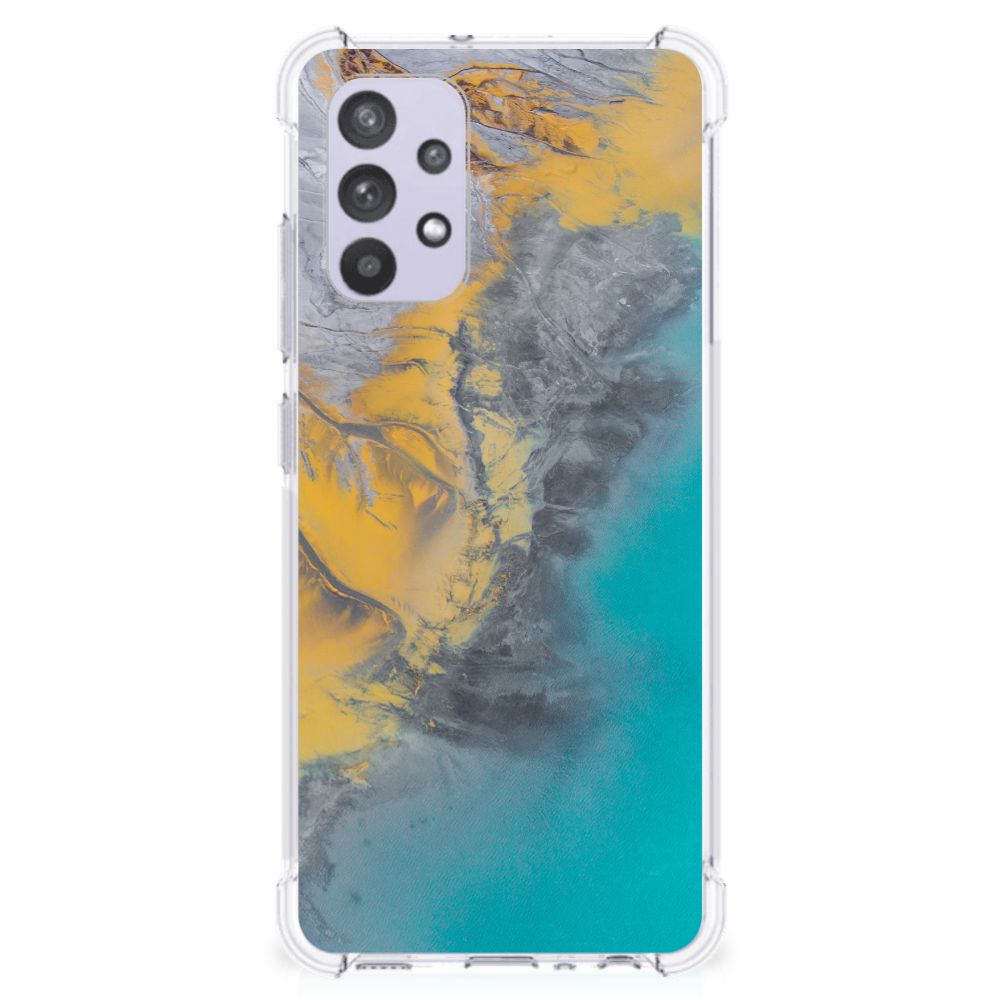 Samsung Galaxy A32 4G | A32 5G Enterprise Editie Anti-Shock Hoesje Marble Blue Gold B2C Telecom