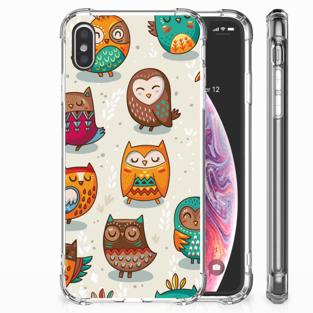 Apple iPhone Xs Max Case Anti-shock Vrolijke Uilen