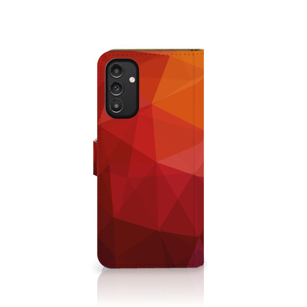 Book Case voor Samsung Galaxy A14 5G Polygon Red met abstracte geometrische vormen in roodtinten
