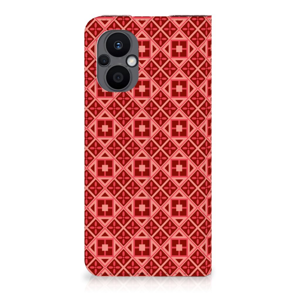 OPPO Reno8 Lite Hoesje met Magneet Batik Rood - B2C Telecom