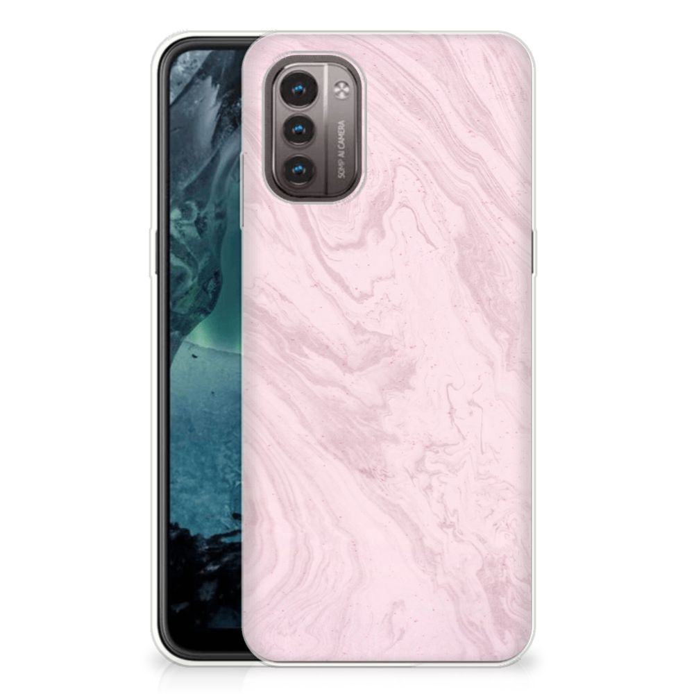 Nokia G21 | G11 TPU Siliconen Hoesje Marble Pink - Origineel Cadeau Vriendin