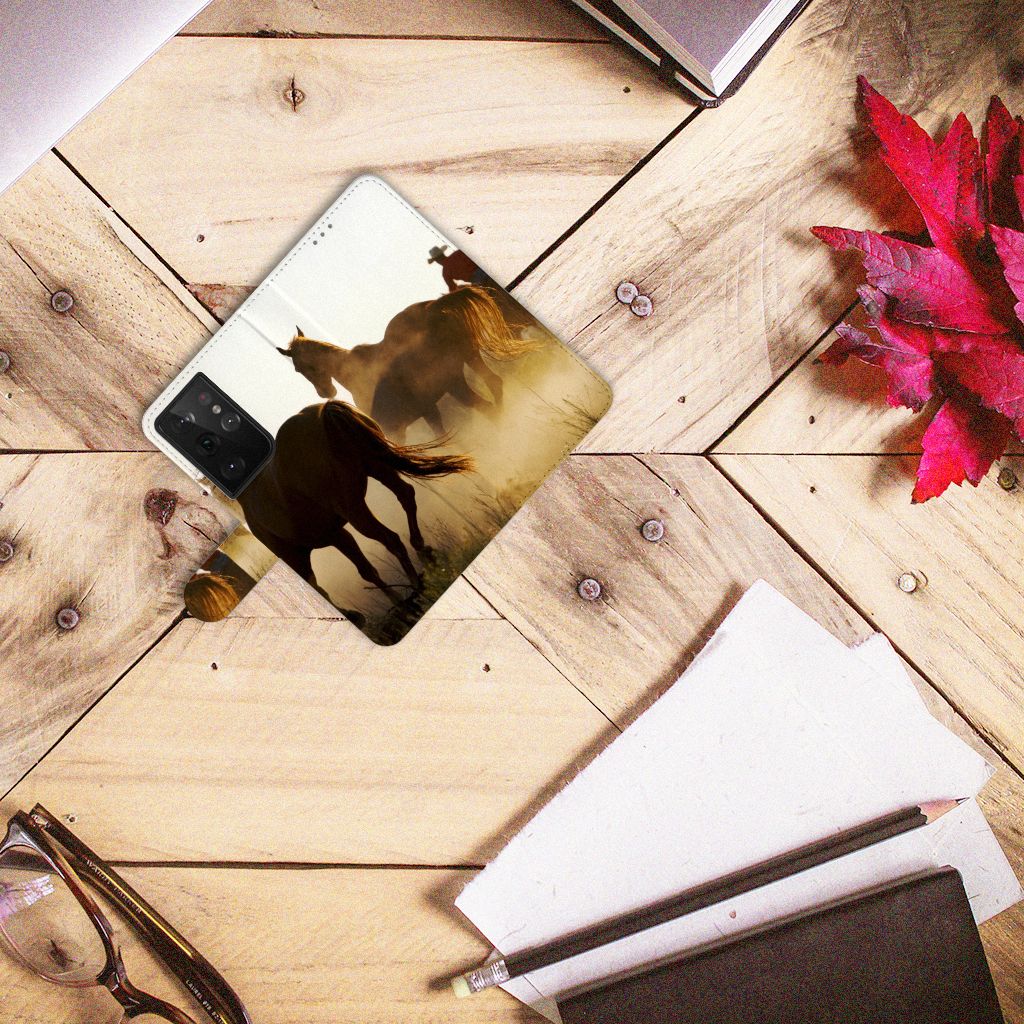 Samsung Galaxy S21 Ultra Telefoonhoesje met Pasjes Design Cowboy