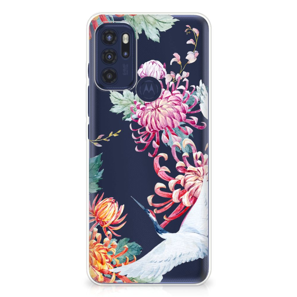 Motorola Moto G60s TPU Hoesje Bird Flowers