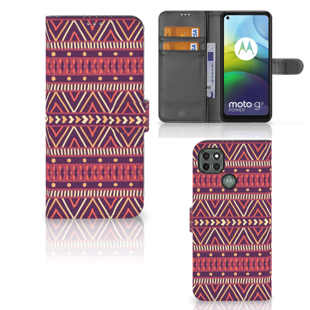 Motorola Moto G9 Power Telefoon Hoesje Aztec Paars