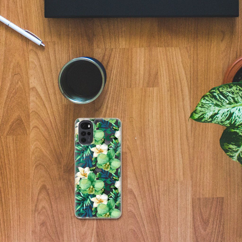 Motorola Moto G22 TPU Case Orchidee Groen B2C Telecom