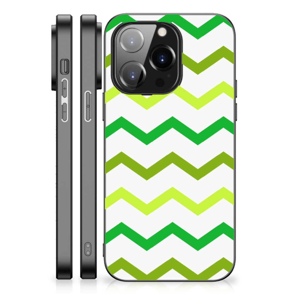 iPhone 14 Pro Back Case Zigzag Groen B2C Telecom