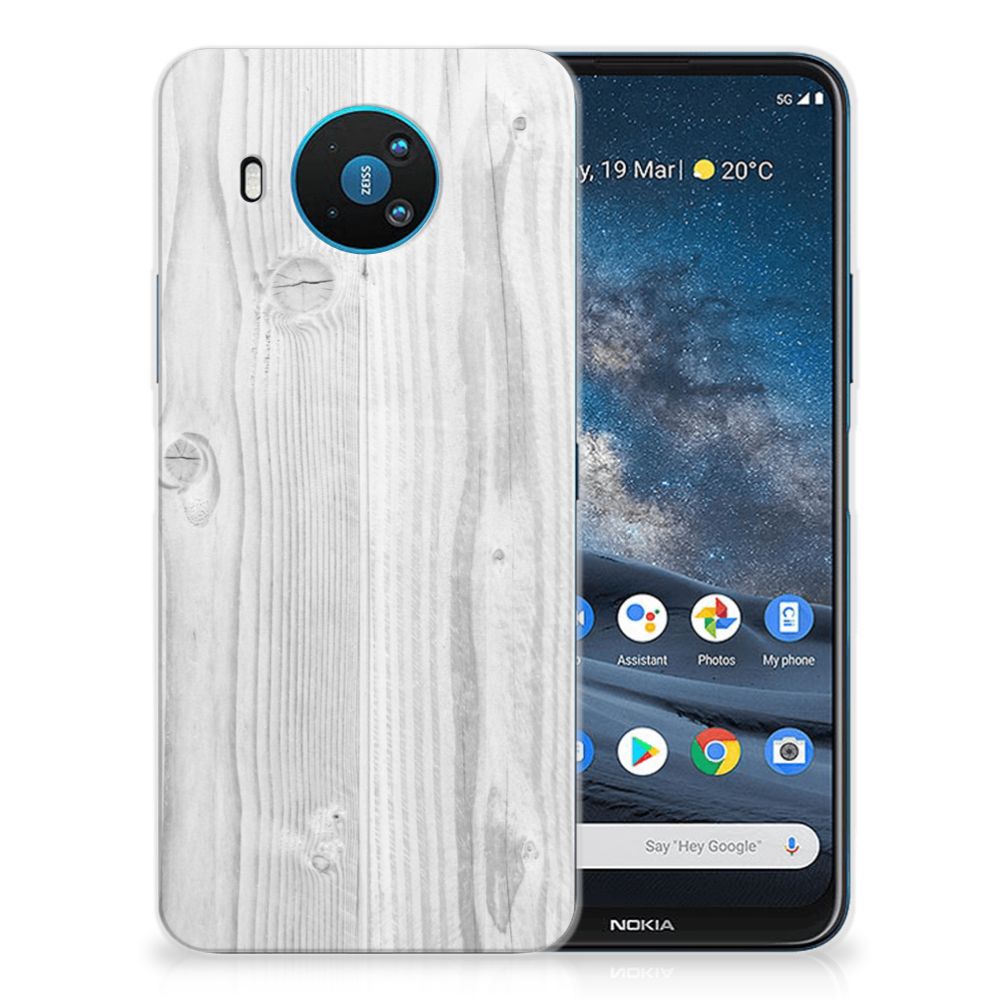 Nokia 8.3 Bumper Hoesje White Wood