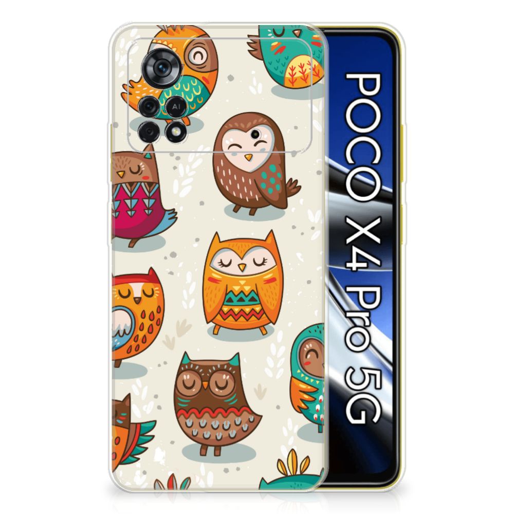 Xiaomi Poco X4 Pro 5G TPU Hoesje Vrolijke Uilen