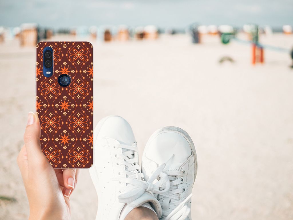 Motorola One Vision TPU bumper Batik Brown