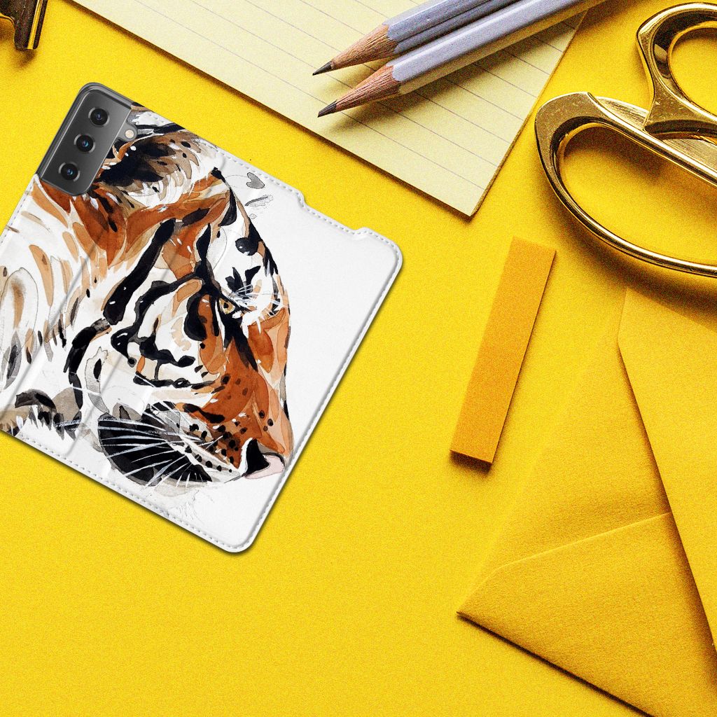 Bookcase Samsung Galaxy S21 Watercolor Tiger - B2C Telecom