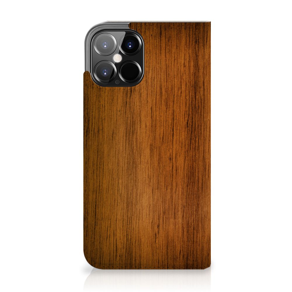 iPhone 12 Pro Max Book Wallet Case Donker Hout - B2C Telecom