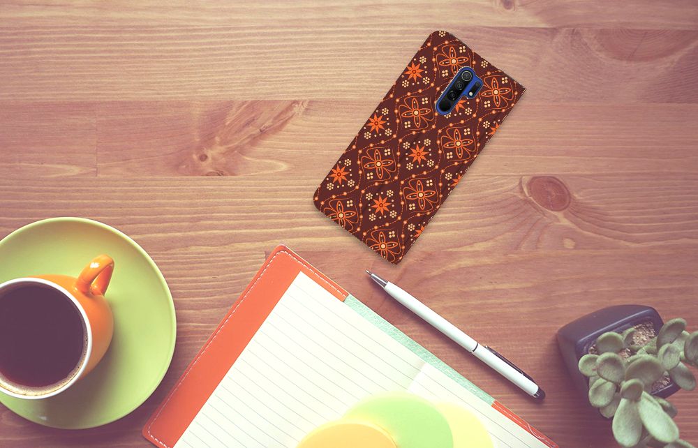 Xiaomi Redmi 9 Hoesje met Magneet Batik Brown - B2C Telecom