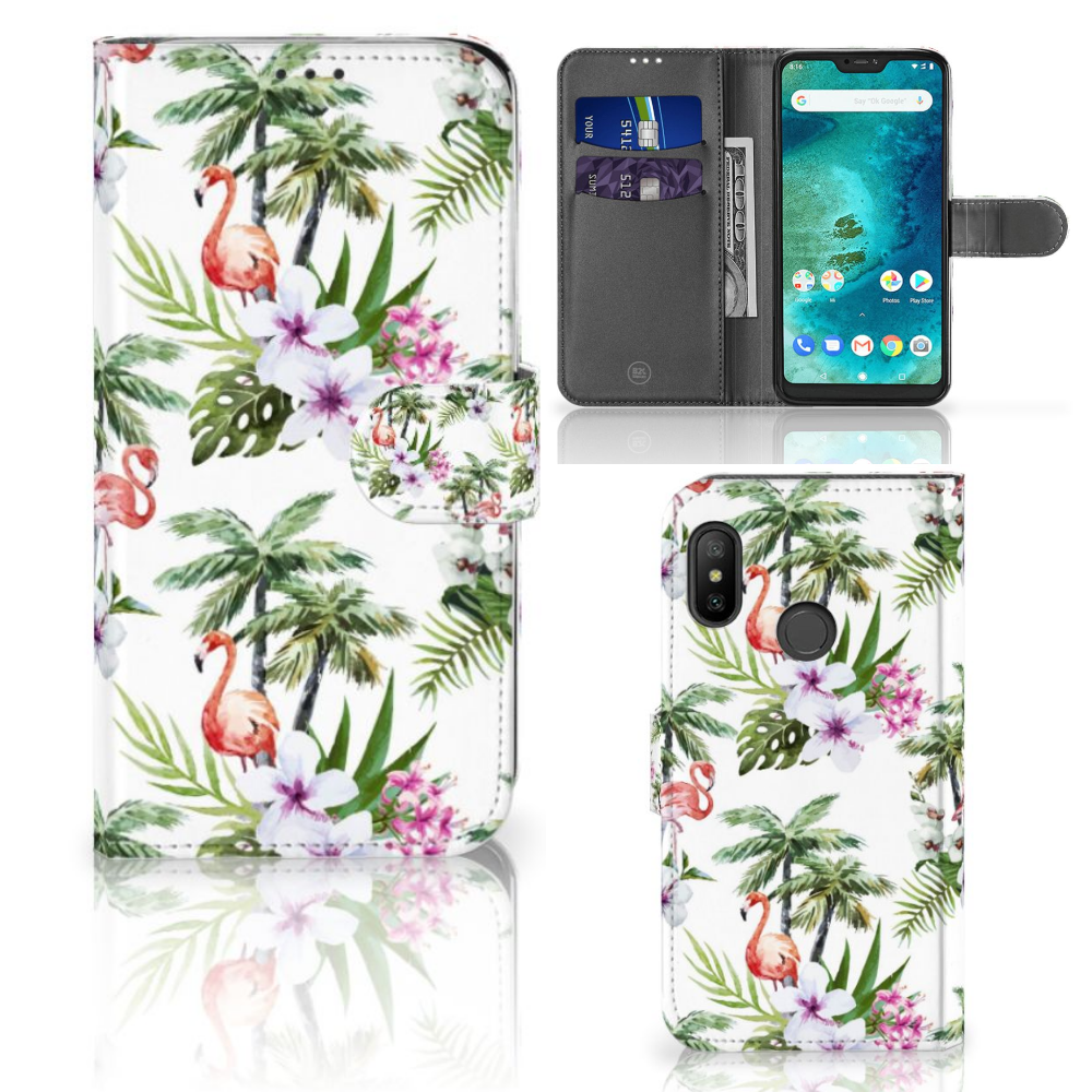 Xiaomi Mi A2 Lite Telefoonhoesje met Pasjes Flamingo Palms