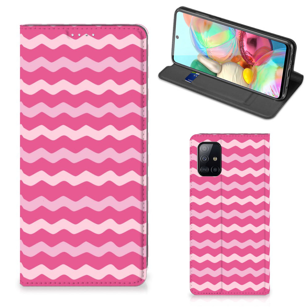 Samsung Galaxy A71 Hoesje met Magneet Waves Pink