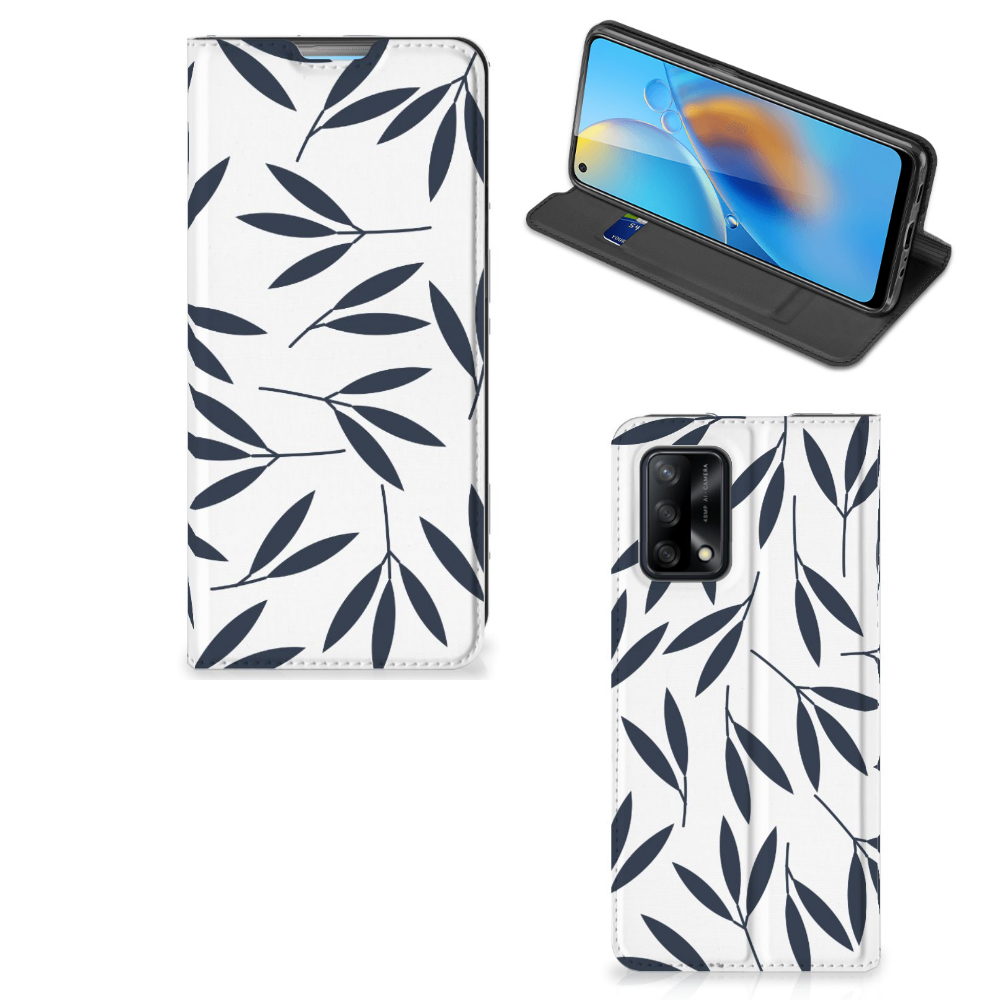 OPPO A74 4G Smart Cover Leaves Blue - B2C Telecom