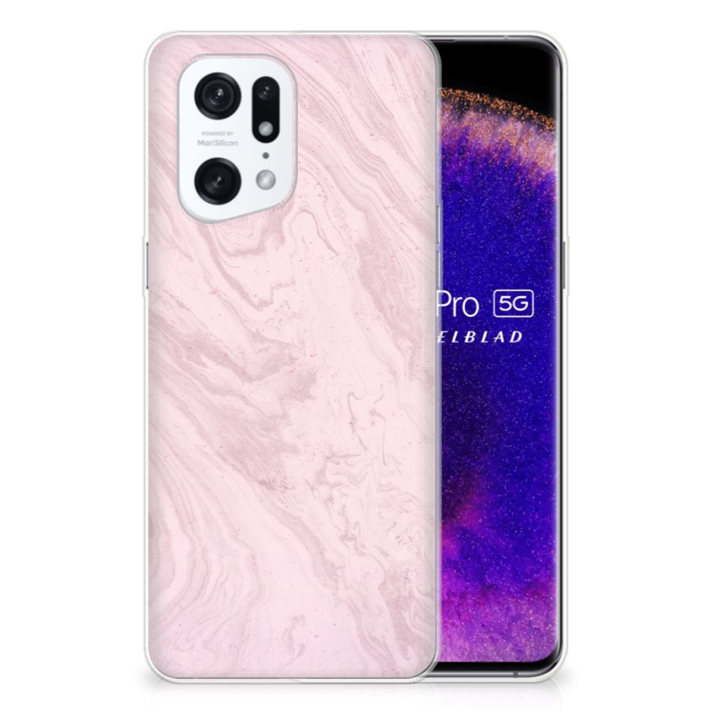 OPPO Find X5 Pro TPU Siliconen Hoesje Marble Pink - Origineel Cadeau Vriendin