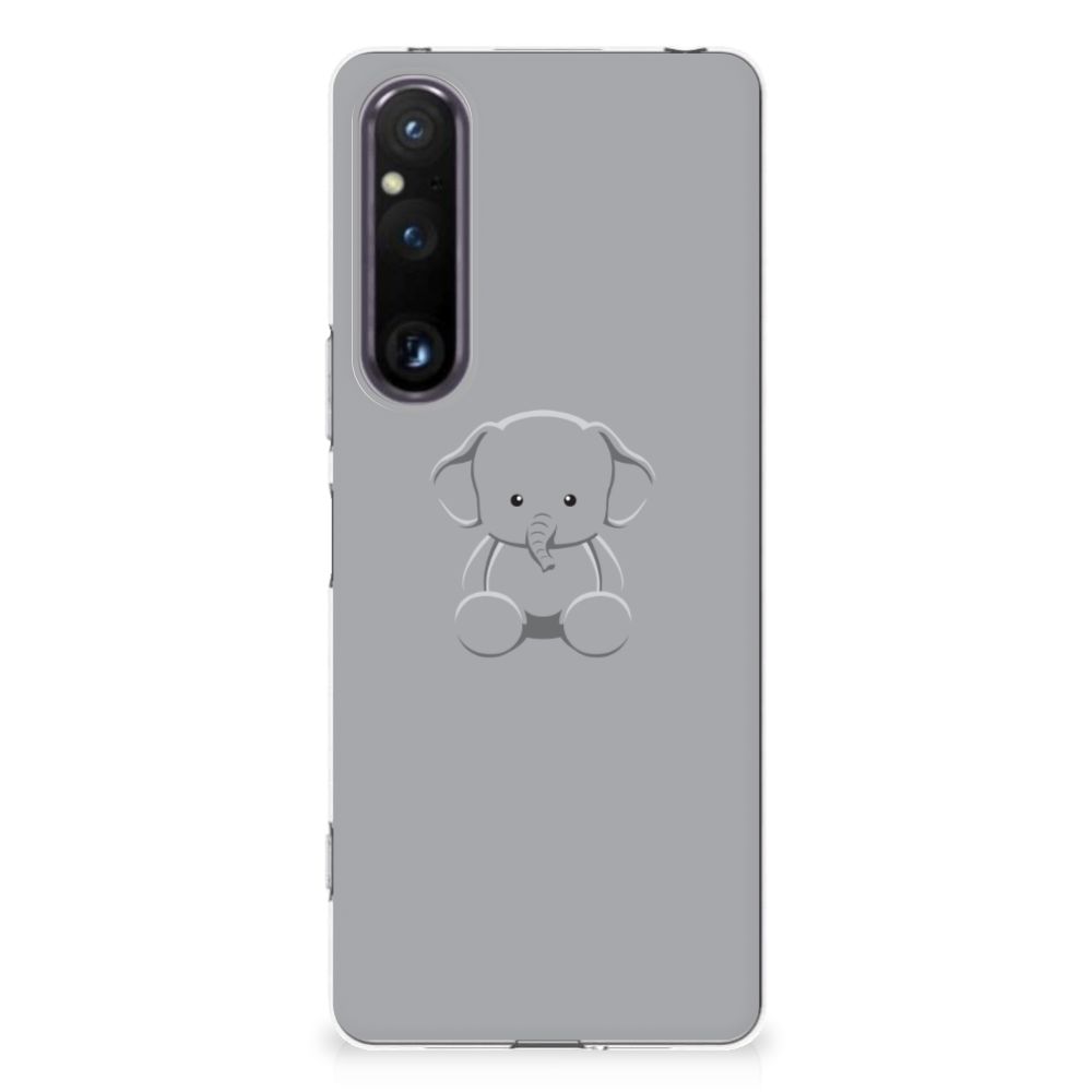 Sony Xperia 1 V Telefoonhoesje met Naam Grijs Baby Olifant